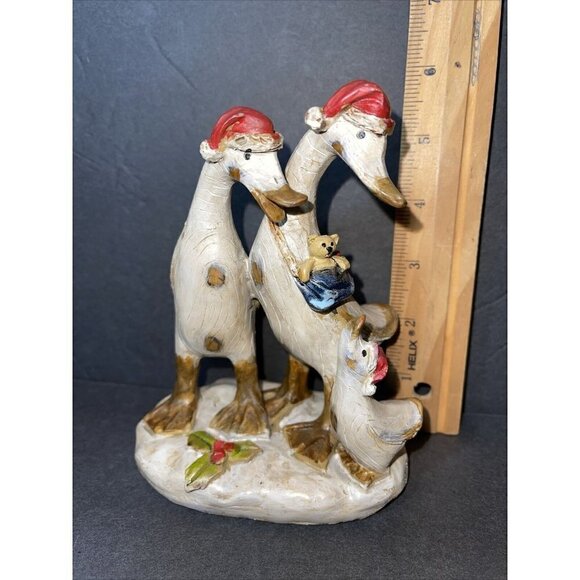 Holiday Duck Family Christmas Figurine Santa Hat Resin Rustic Tii Collections - Picture 7 of 7